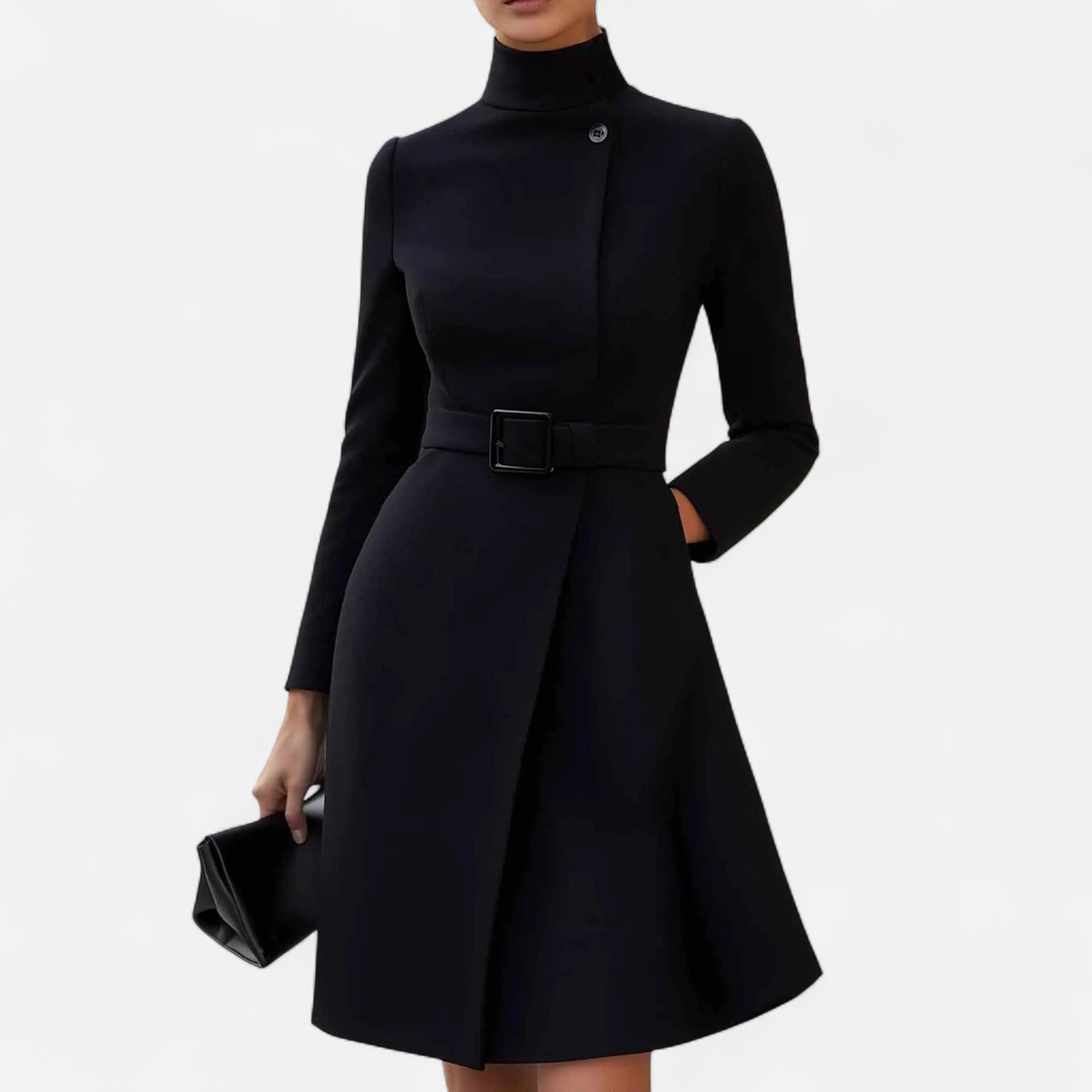 Eliaro Moda | Women's Winter Dress High Neck Asymmetrical