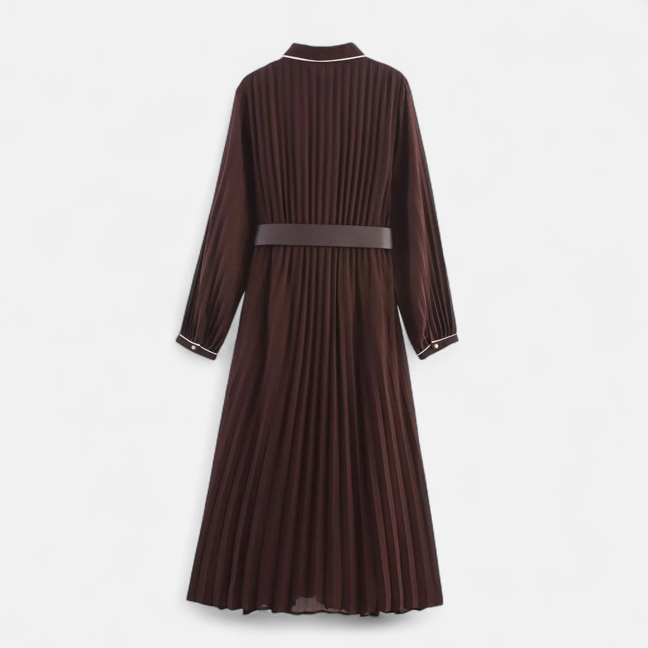 Roselains | Women’s Chiffon Midi Dress – Turn-Down Collar Elegance
