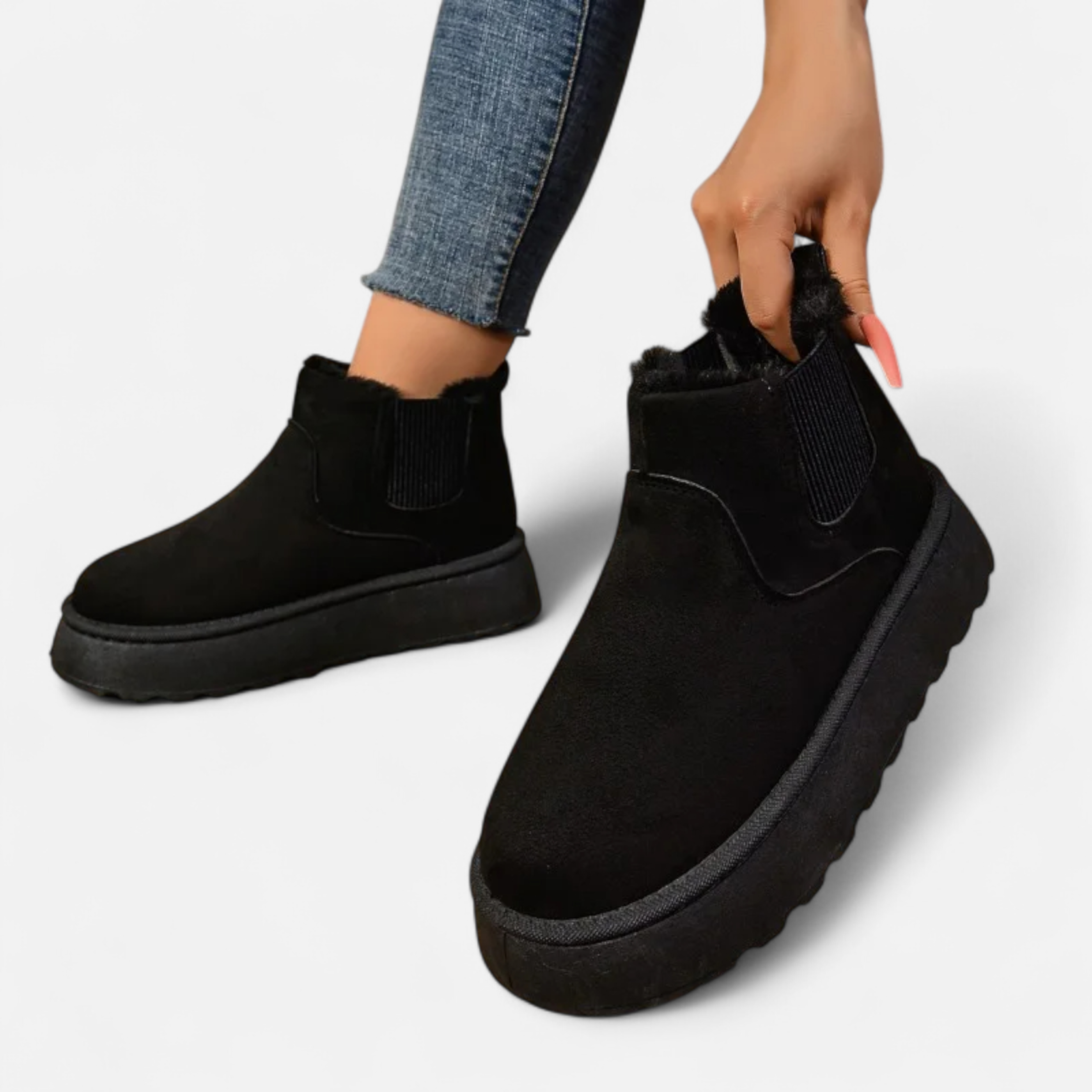 Roselains | Women’s Short Plush Platform Ankle Boots