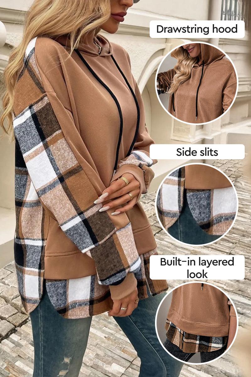 Countryside Layered Plaid Hoodie