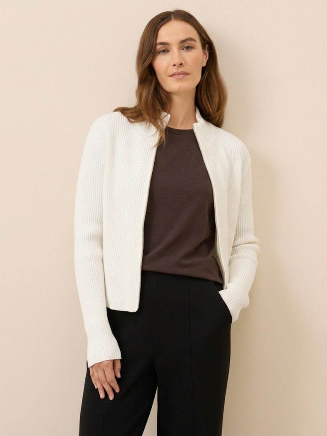 Zip-Up Knit Cardigan Jacket