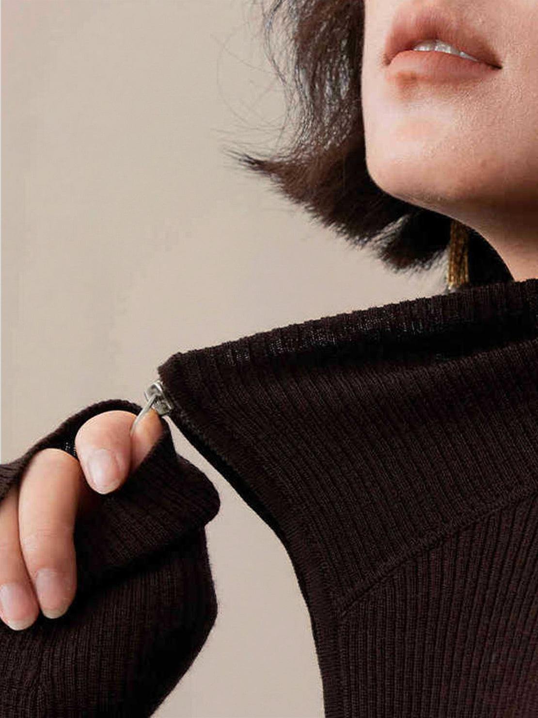 Zip-Up Knit Cardigan Jacket