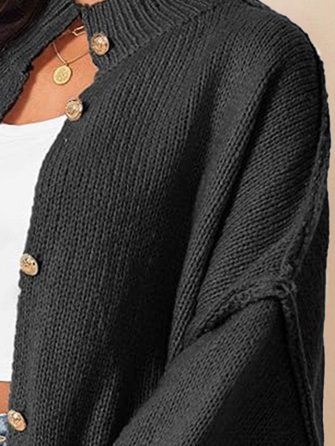 Oversized Button-Front Knit Cardigan