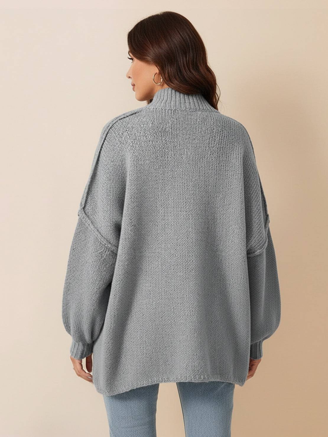 Oversized Button-Front Knit Cardigan