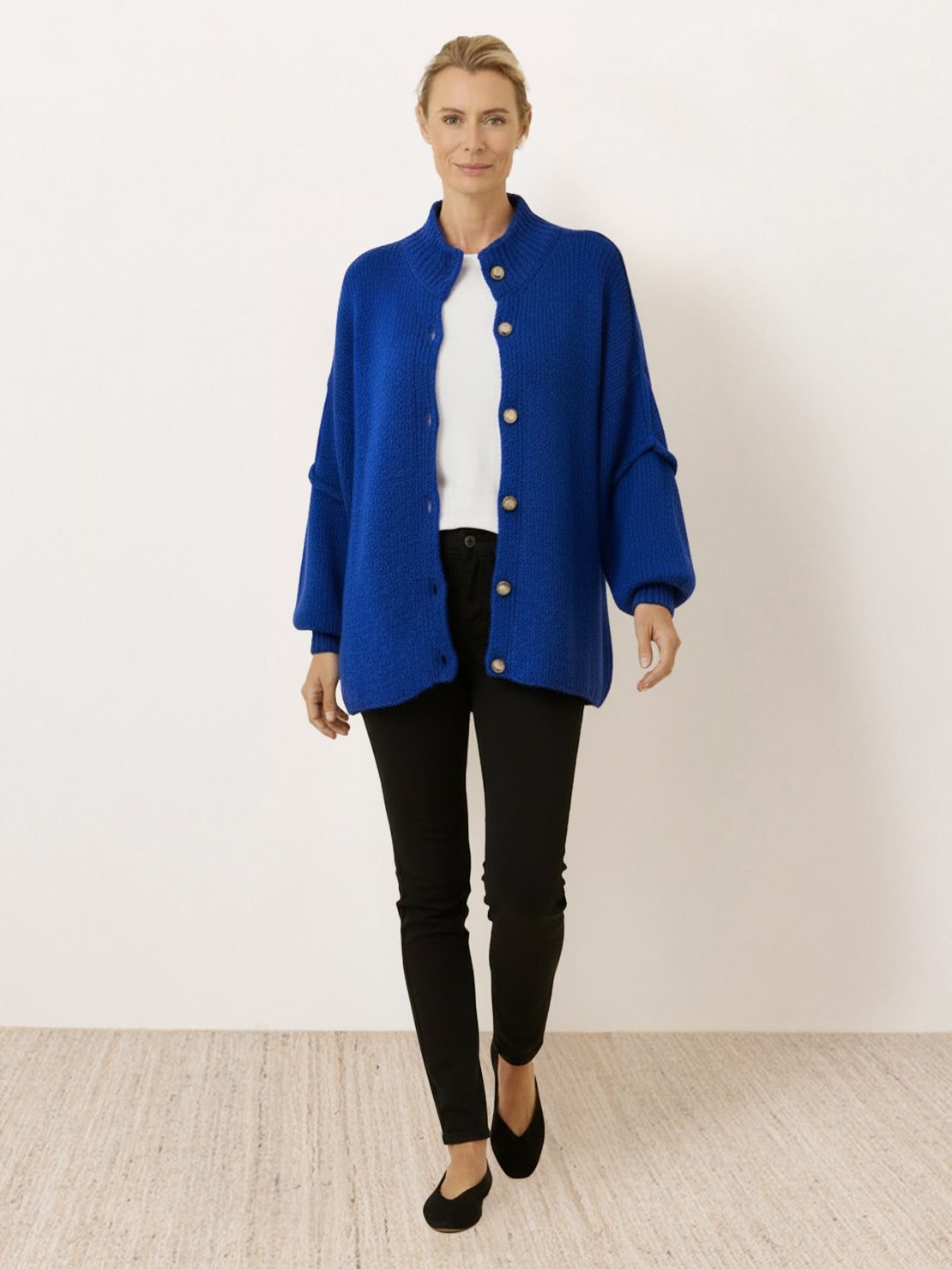 Oversized Button-Front Knit Cardigan