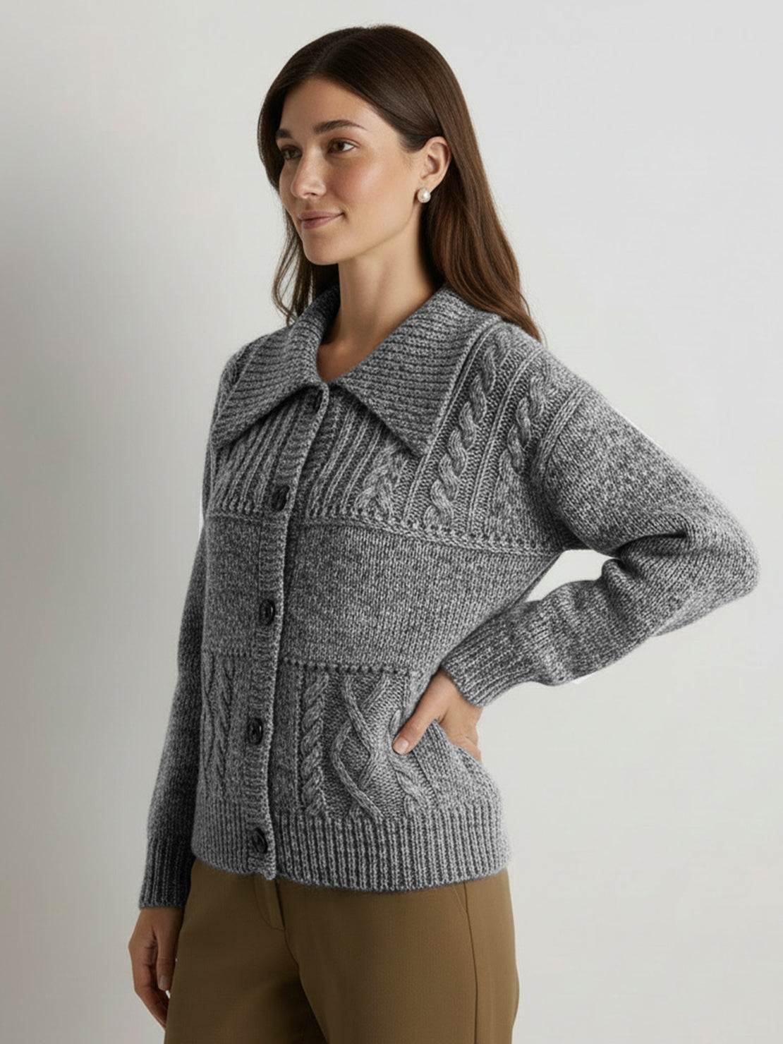 Wool-Blend Button-Front Cardigan