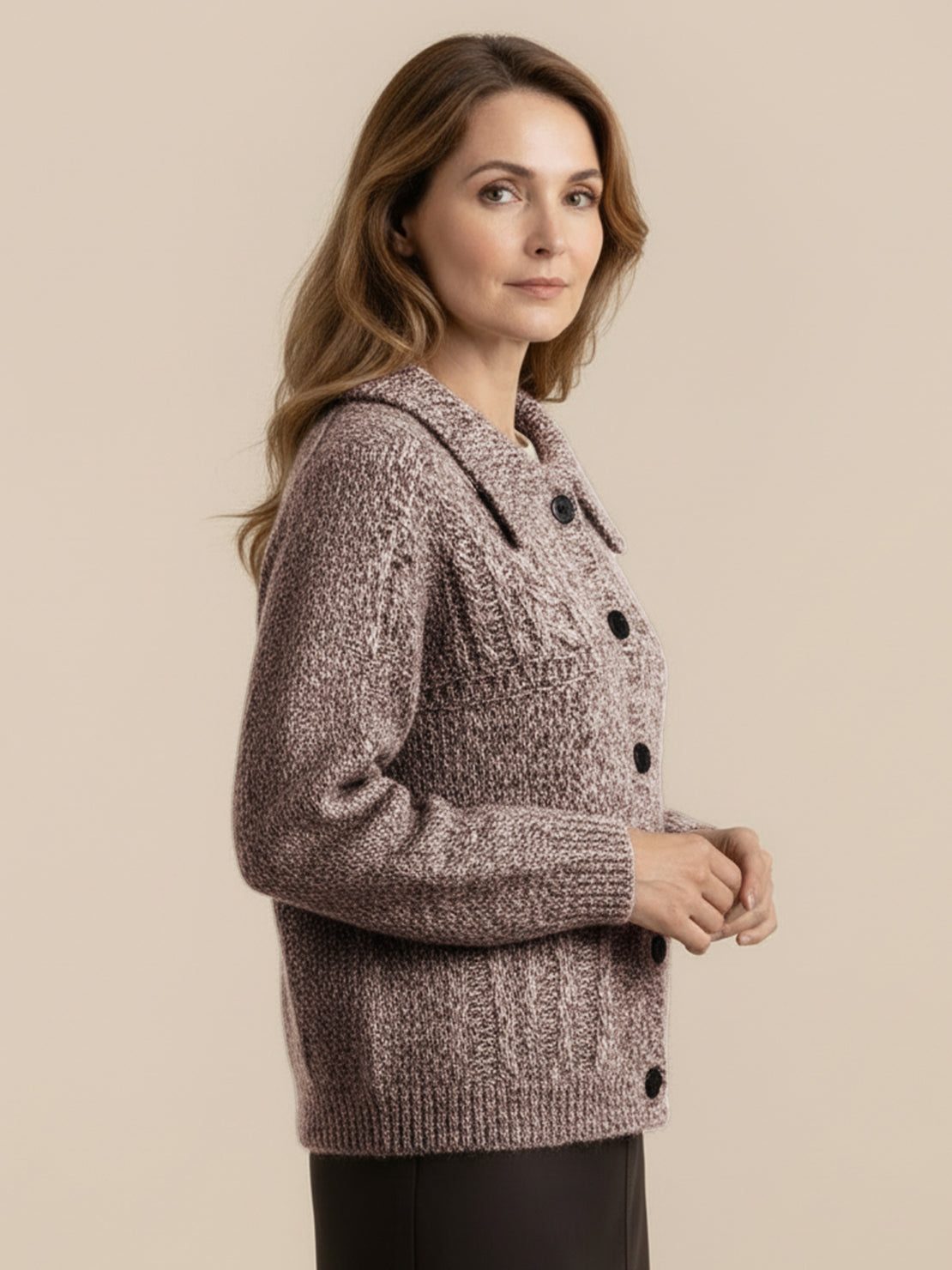 Wool-Blend Button-Front Cardigan