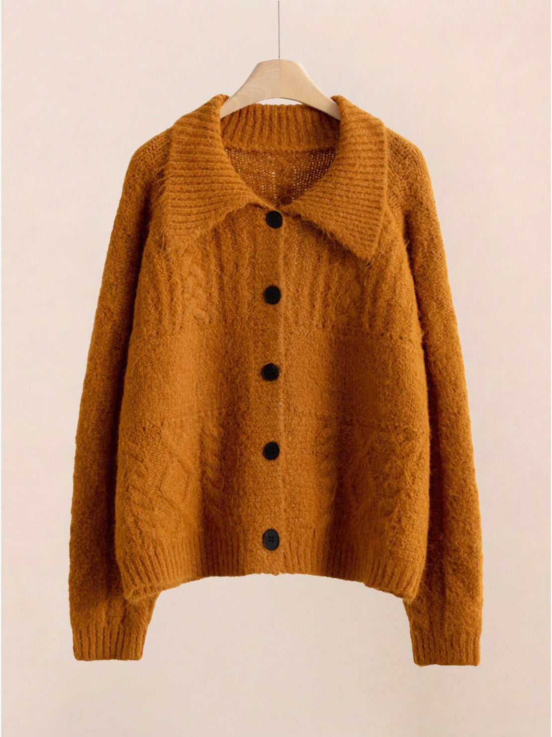 Wool-Blend Button-Front Cardigan