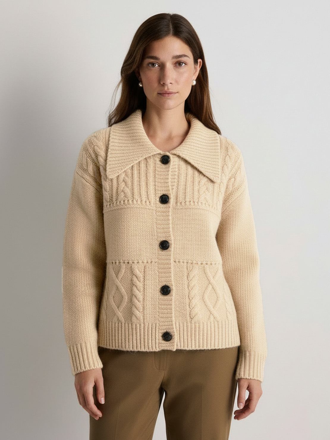 Wool-Blend Button-Front Cardigan