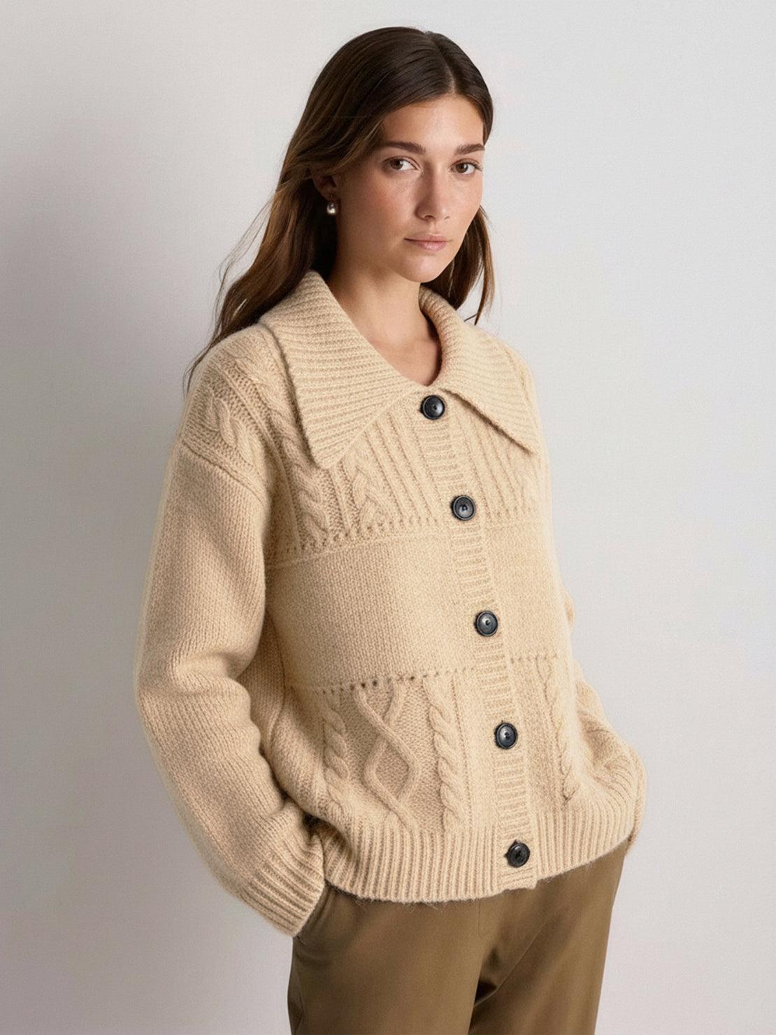 Wool-Blend Button-Front Cardigan