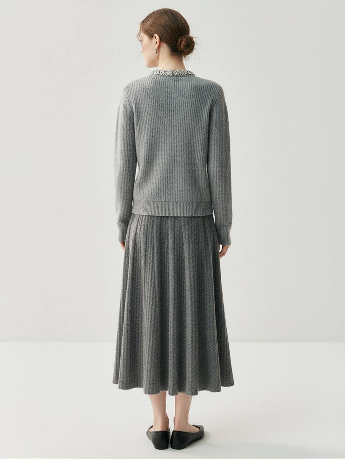 100% Alashan Cashmere Diamond-Collar Cardigan
