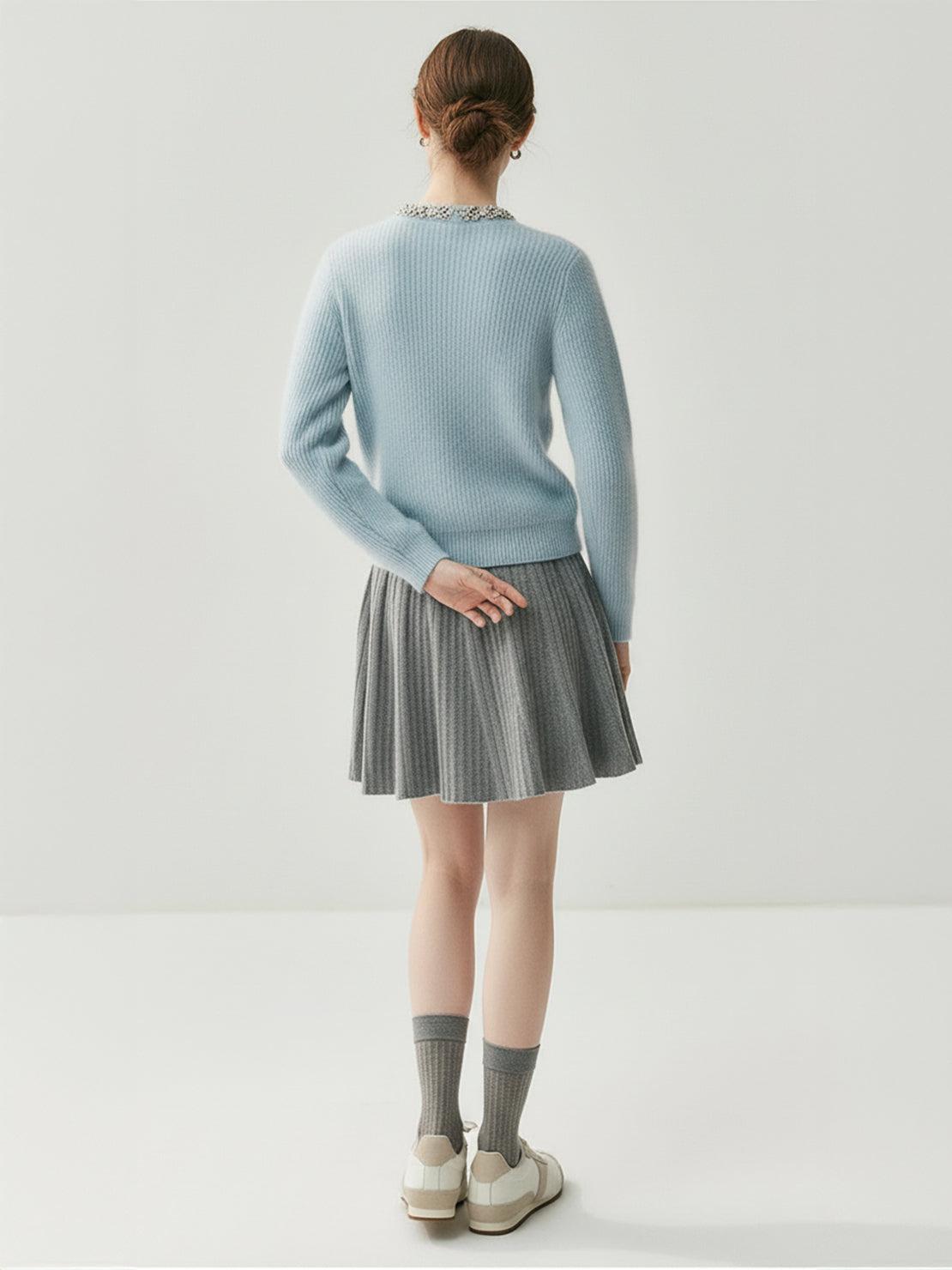 100% Alashan Cashmere Diamond-Collar Cardigan
