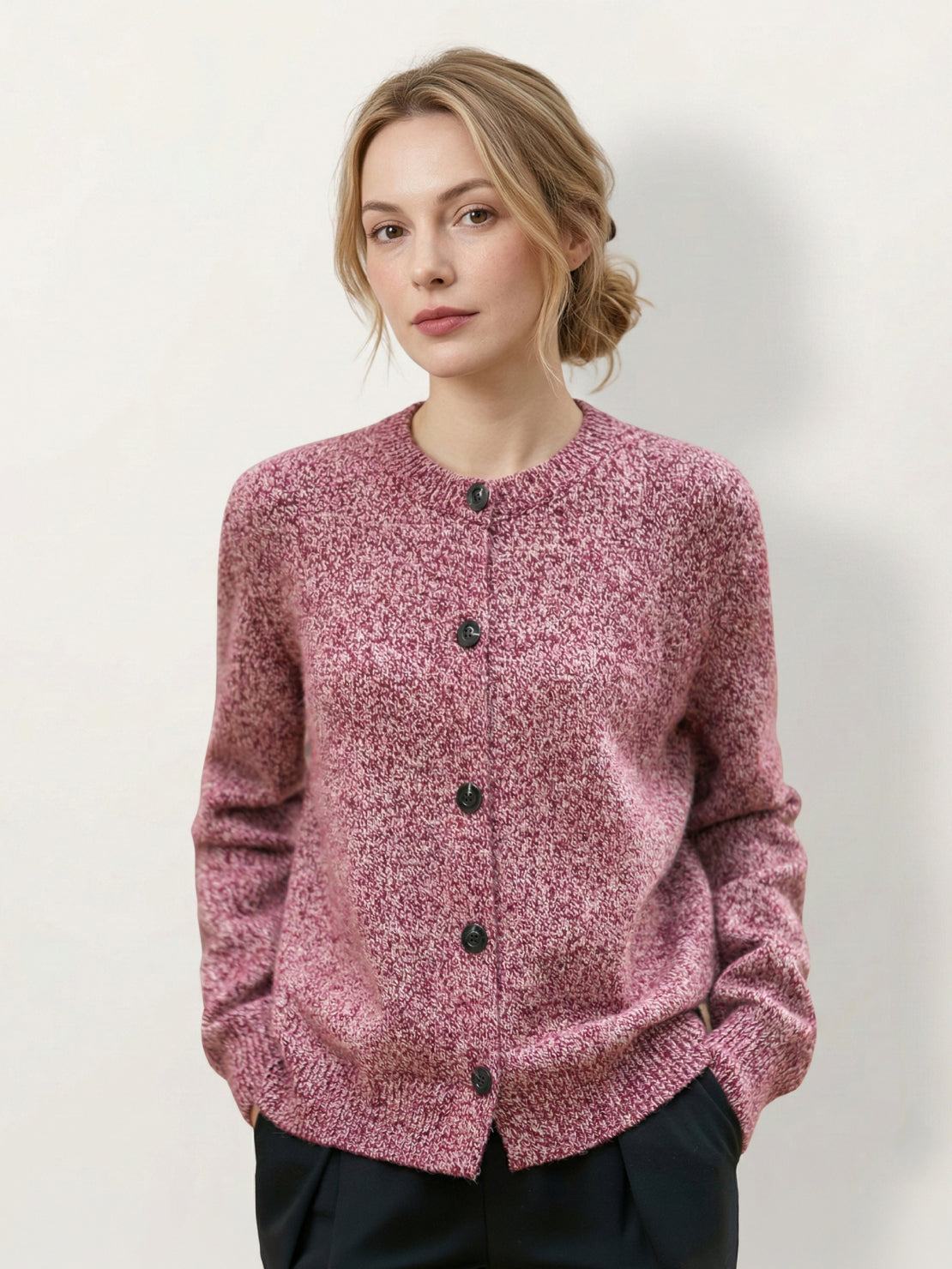 Marled Knit Merino Wool Cardigan
