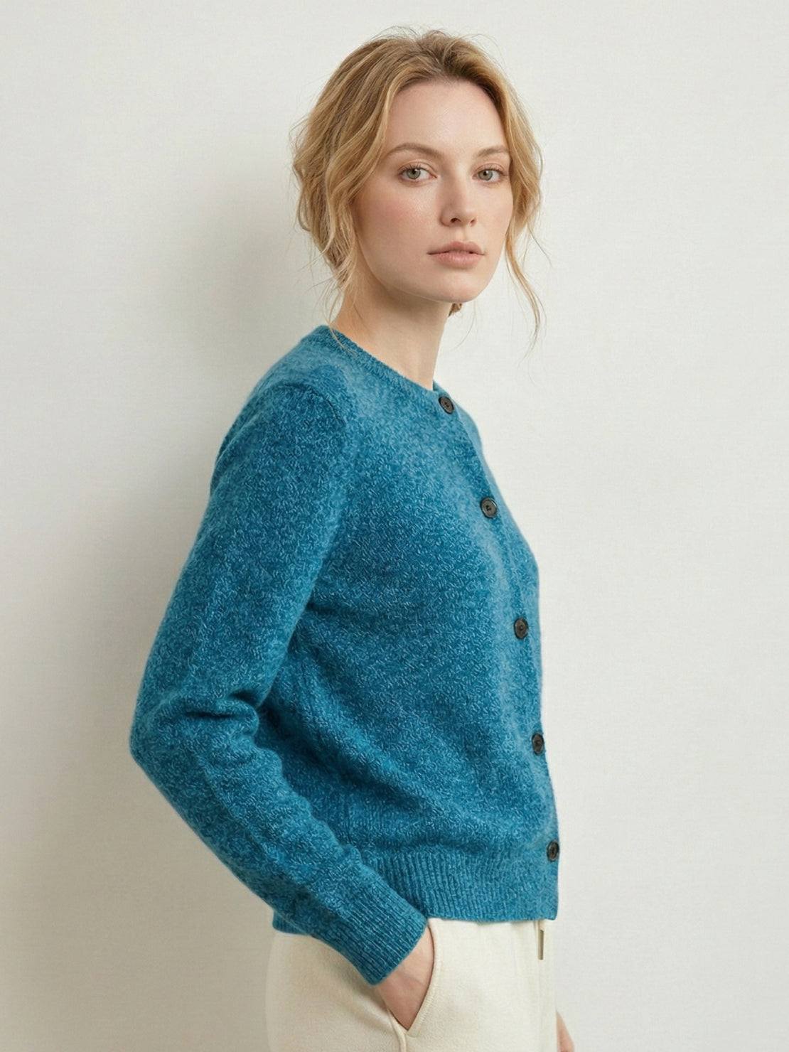 Marled Knit Merino Wool Cardigan