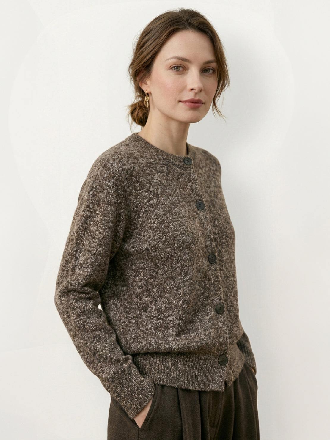 Marled Knit Merino Wool Cardigan