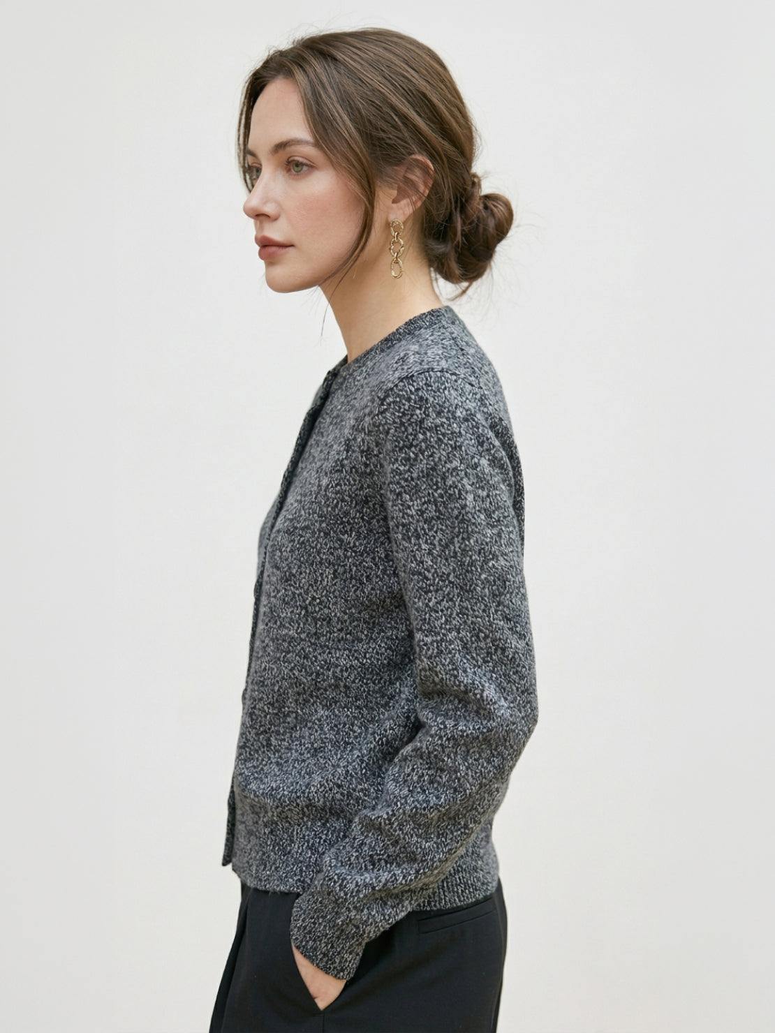 Marled Knit Merino Wool Cardigan