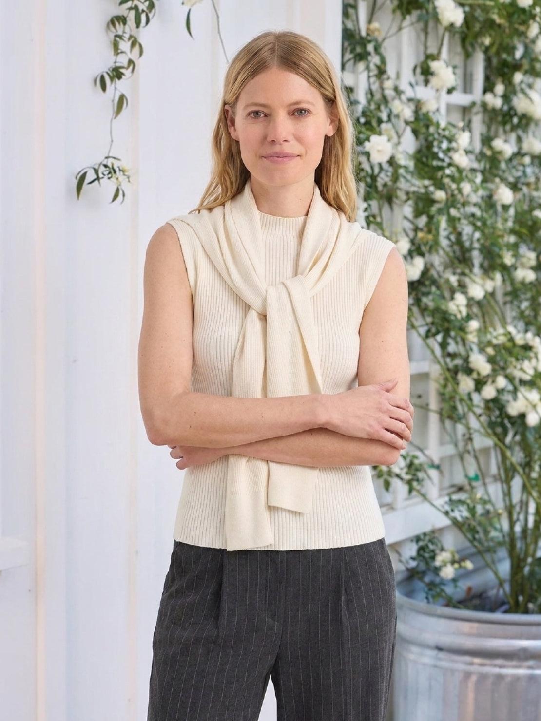 Knit Vest with Attached Scarf