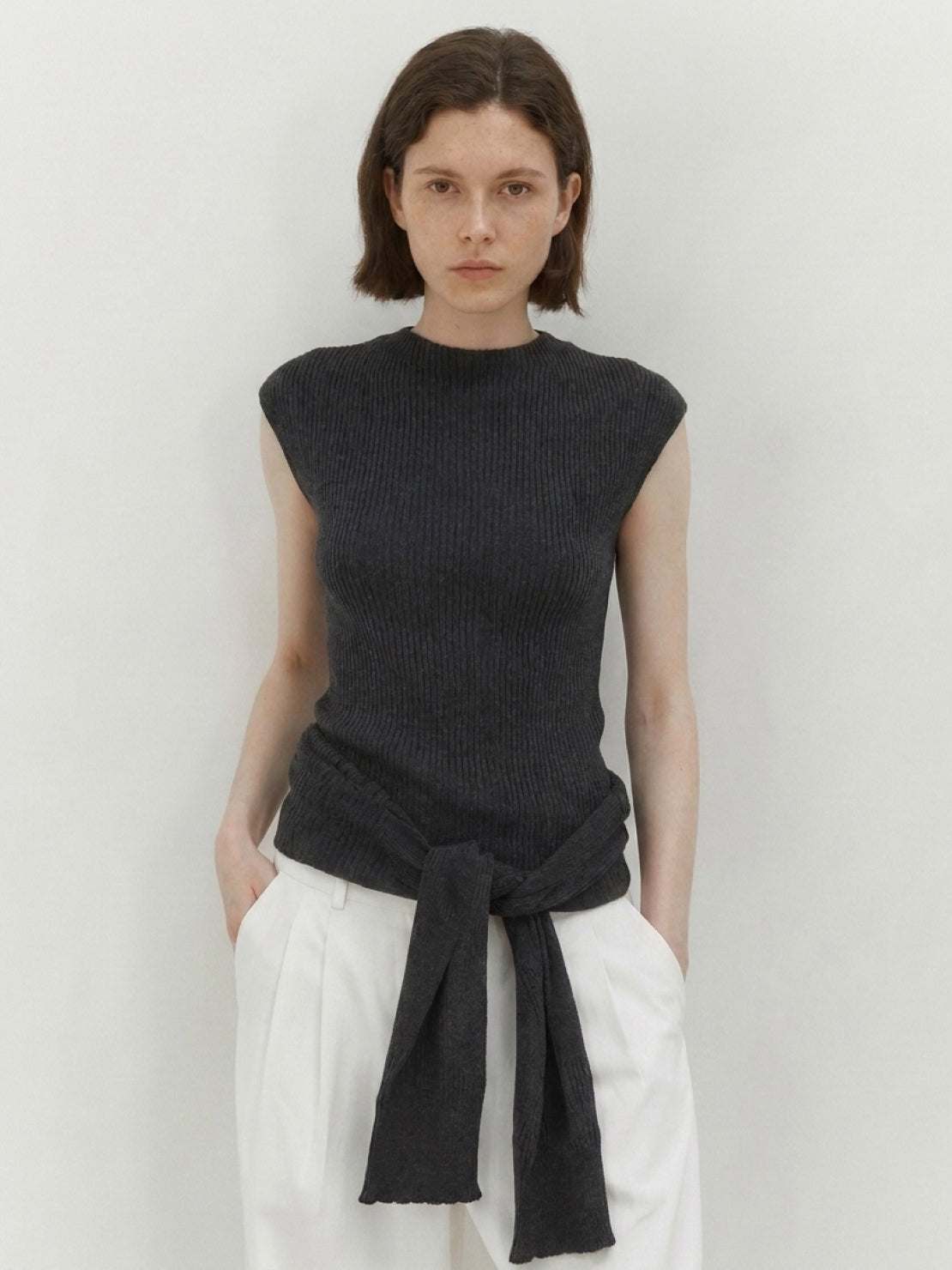 Knit Vest with Attached Scarf