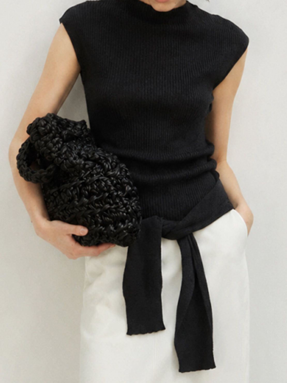 Knit Vest with Attached Scarf