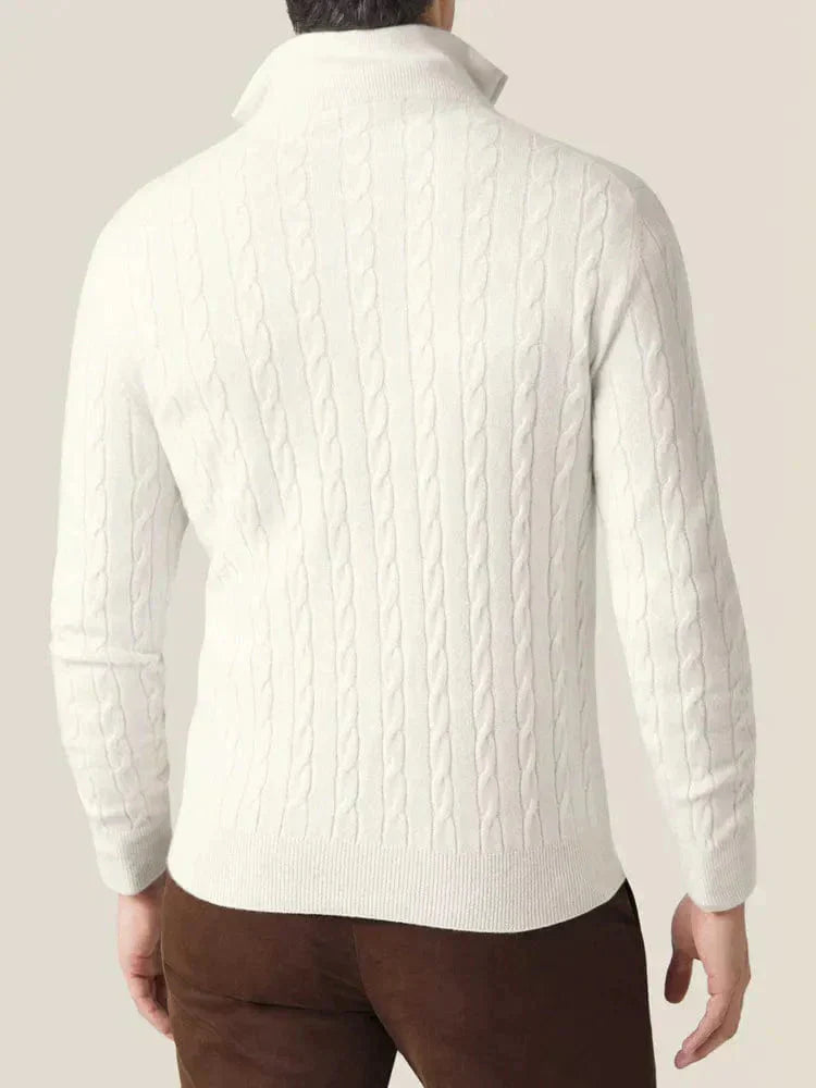 Aslan | Cable Knit Zipper Sweater