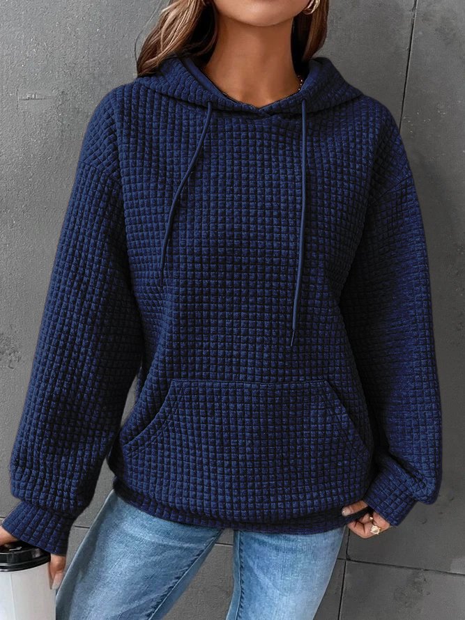 Comfortable Oversized Waffle Knit Hoodie with Kangaroo Pocket