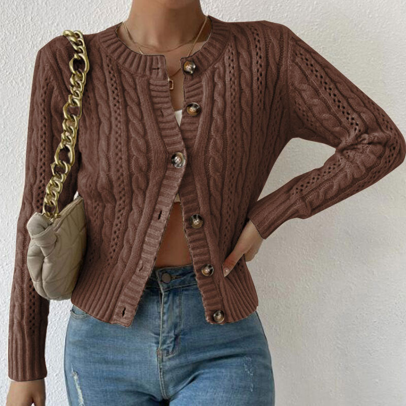 Cosy Cable Knit Cardigan with Tortoiseshell Buttons