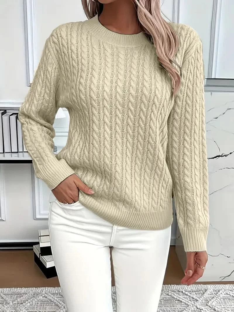 Cosy Cable Knit Sweater with Crew Neck