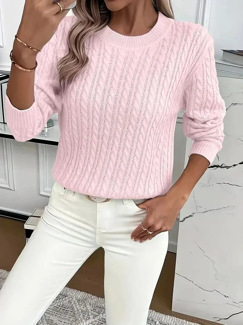 Cosy Cable Knit Sweater with Crew Neck