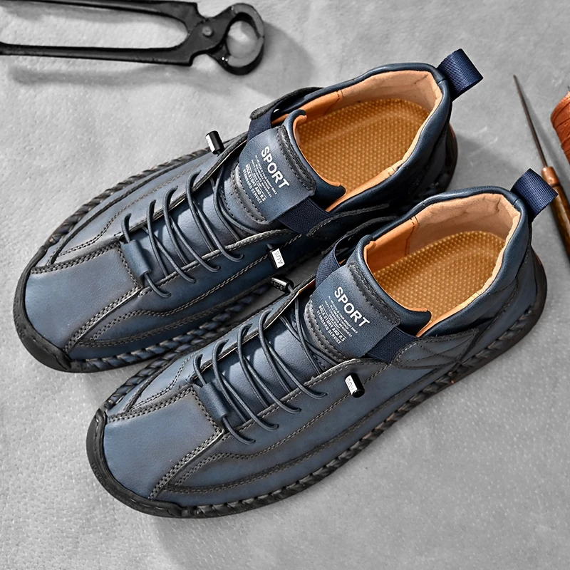 Wyatt - Hand-Stitched Leather Sneakers
