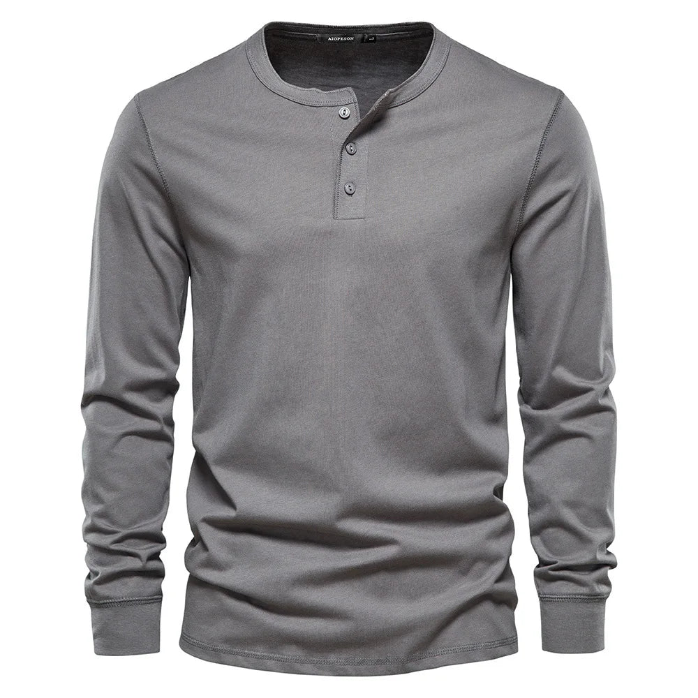 Long Sleeve Henley T-Shirt for Men – For Training & Everyday Wear