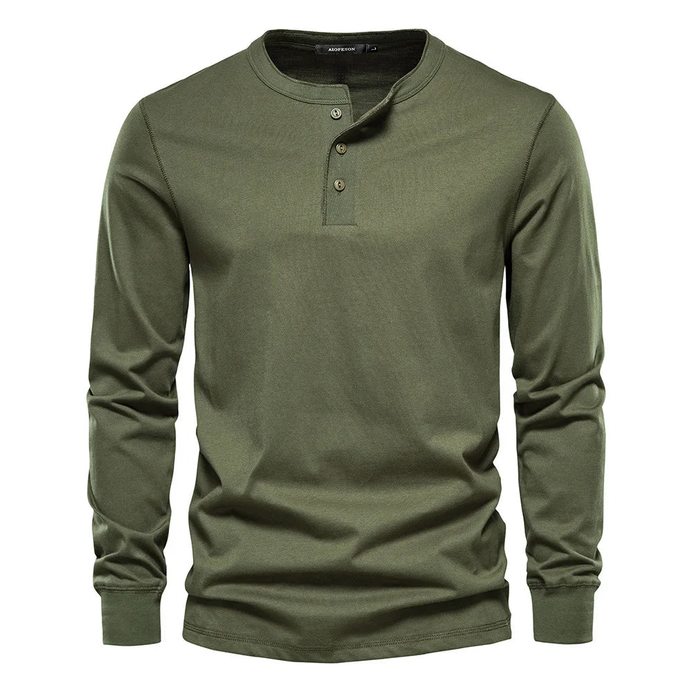 Long Sleeve Henley T-Shirt for Men – For Training & Everyday Wear