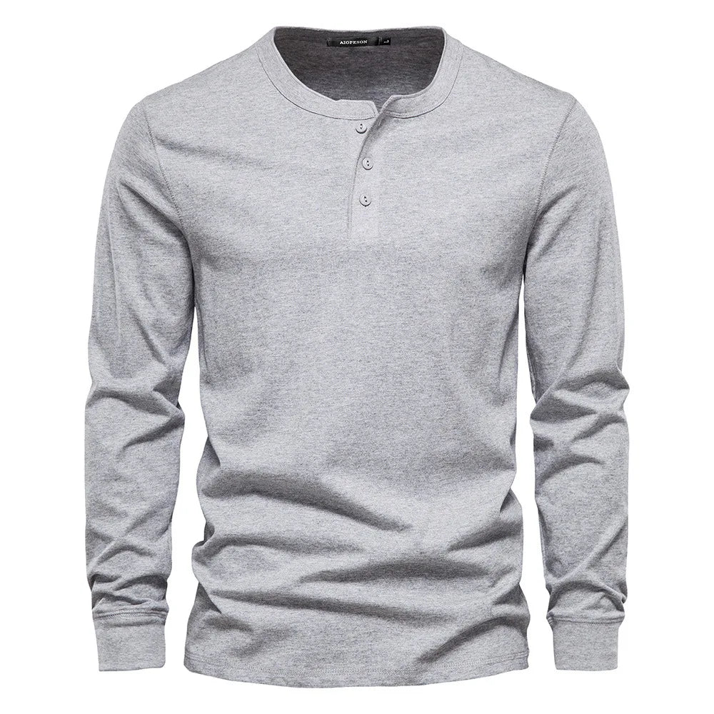 Long Sleeve Henley T-Shirt for Men – For Training & Everyday Wear