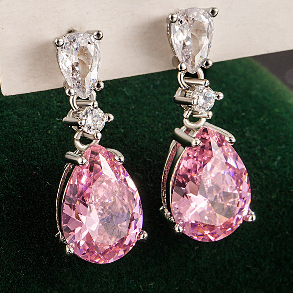 Mireya Blushflare Drop Earrings | White Gold