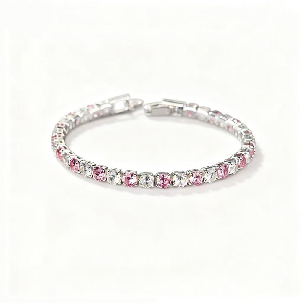Pink Sapphire Duo Tennis Bracelet | White Gold