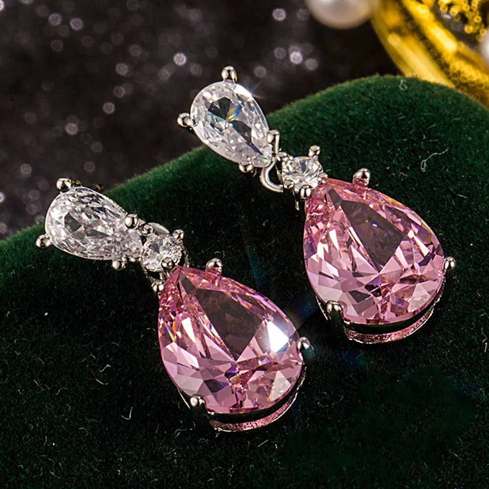 Mireya Blushflare Drop Earrings | White Gold