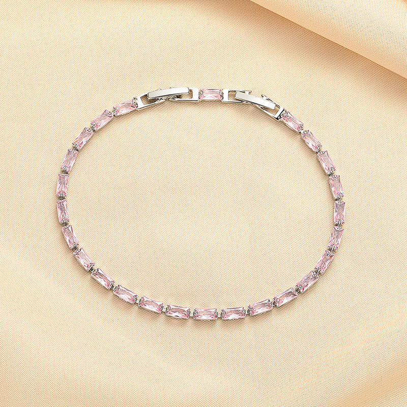 Pink Sapphire Prism Tennis Bracelet | White Gold