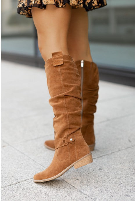 Liver High Faux Leather Boots