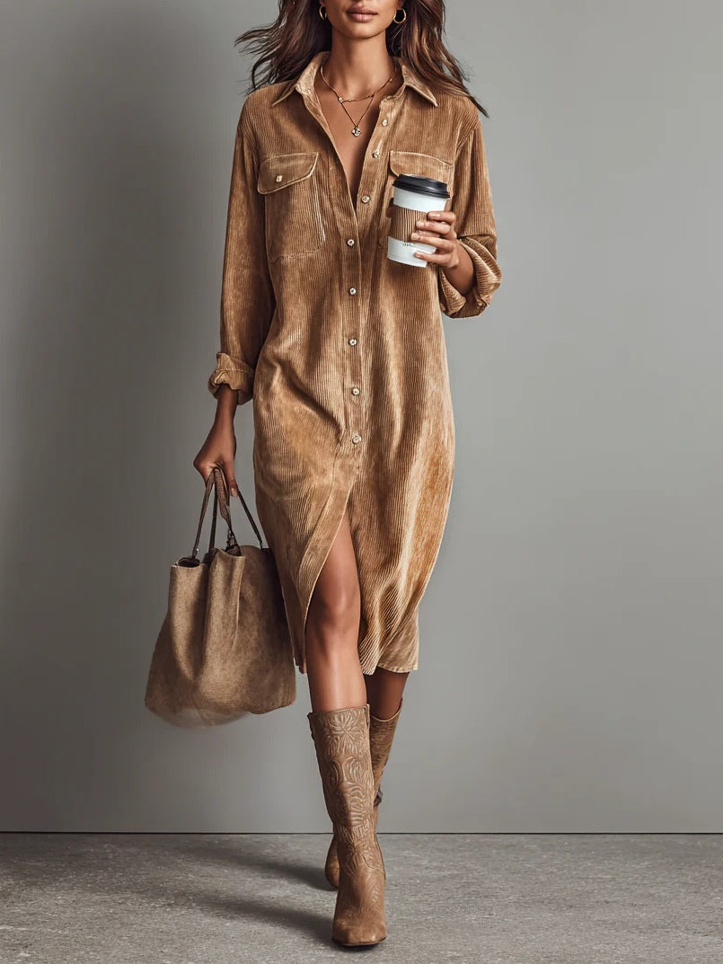 Beatriz | Corduroy Loose-Fit Midi Dress