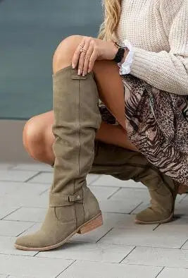 Liver High Faux Leather Boots