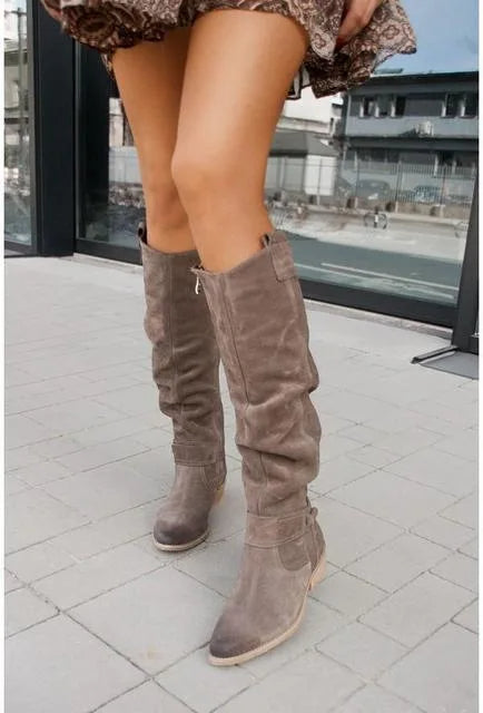Liver High Faux Leather Boots