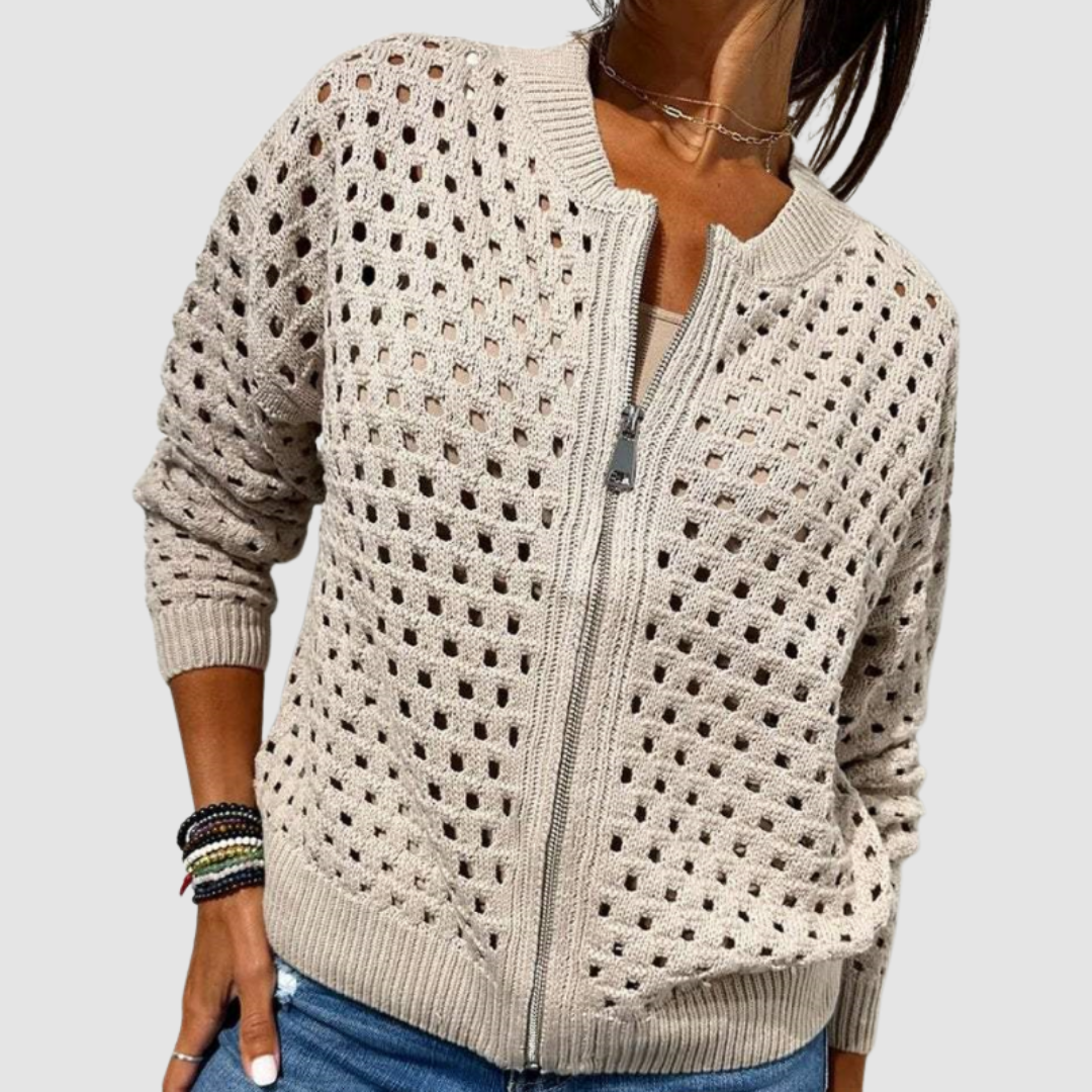 Women's Elegant Zipper Cardigan - Chic Layering Outerwear