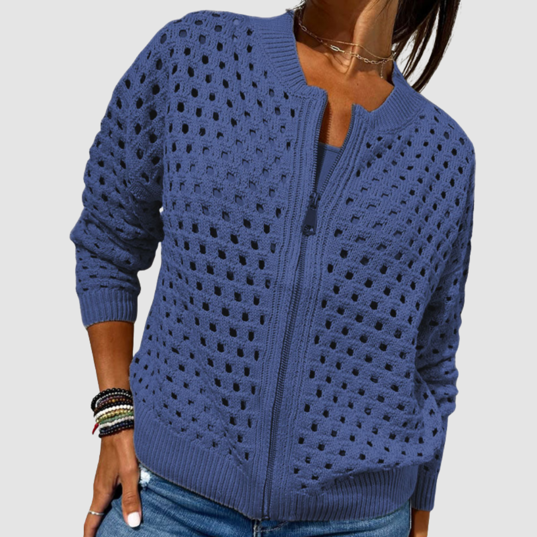 Women's Elegant Zipper Cardigan - Chic Layering Outerwear
