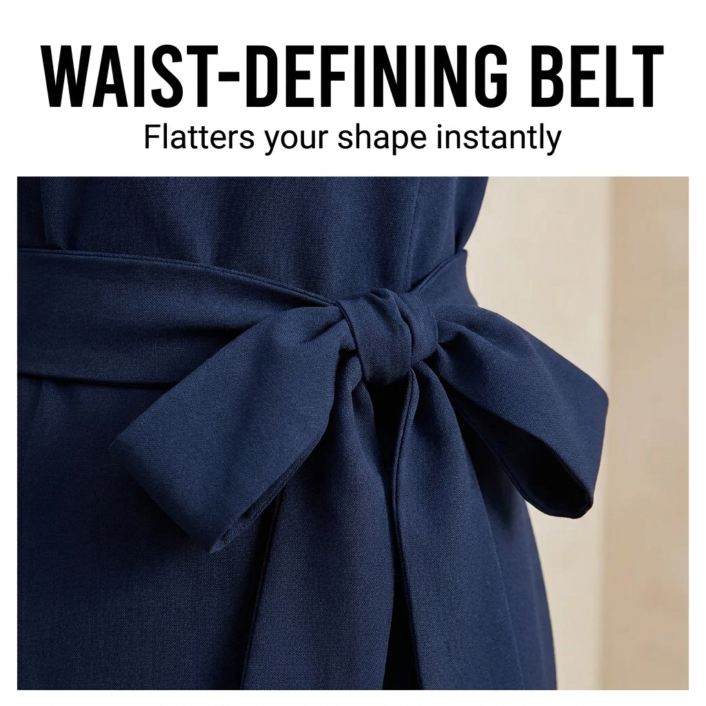 Grace | Elegant Dress with Lantern Sleeves and Belt