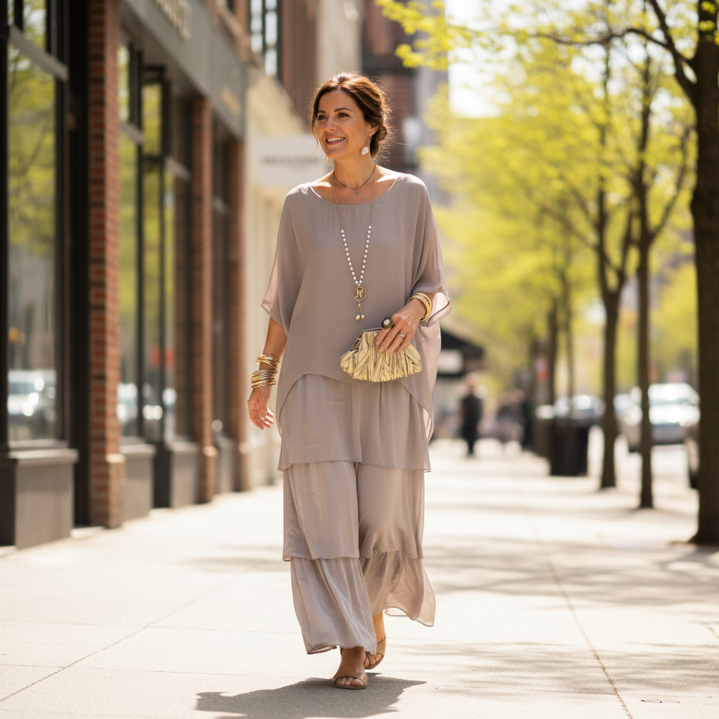 Susan | Blouse with Ruffles, V-Neck and Long Sleeves