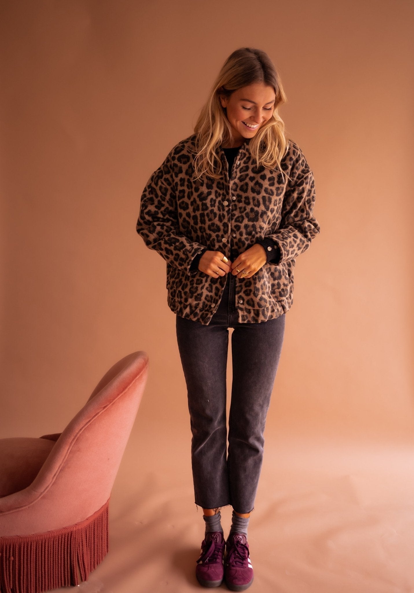 Women's Bomber Jacket with Leopard Print – Trendy Transitional Jacket