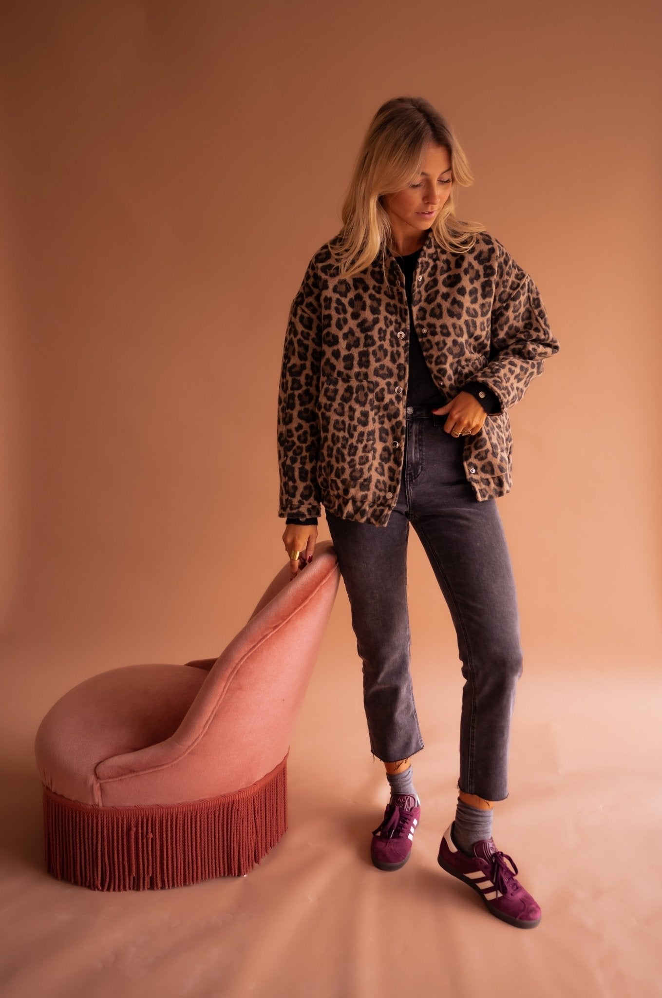 Women's Bomber Jacket with Leopard Print – Trendy Transitional Jacket