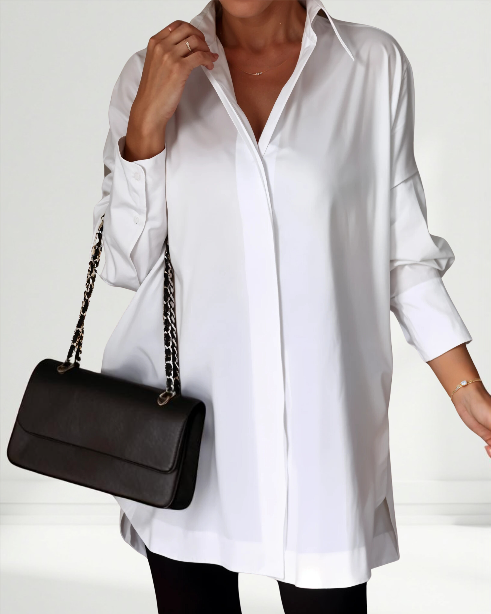Lucrece | Oversized Lapel Button Shirt