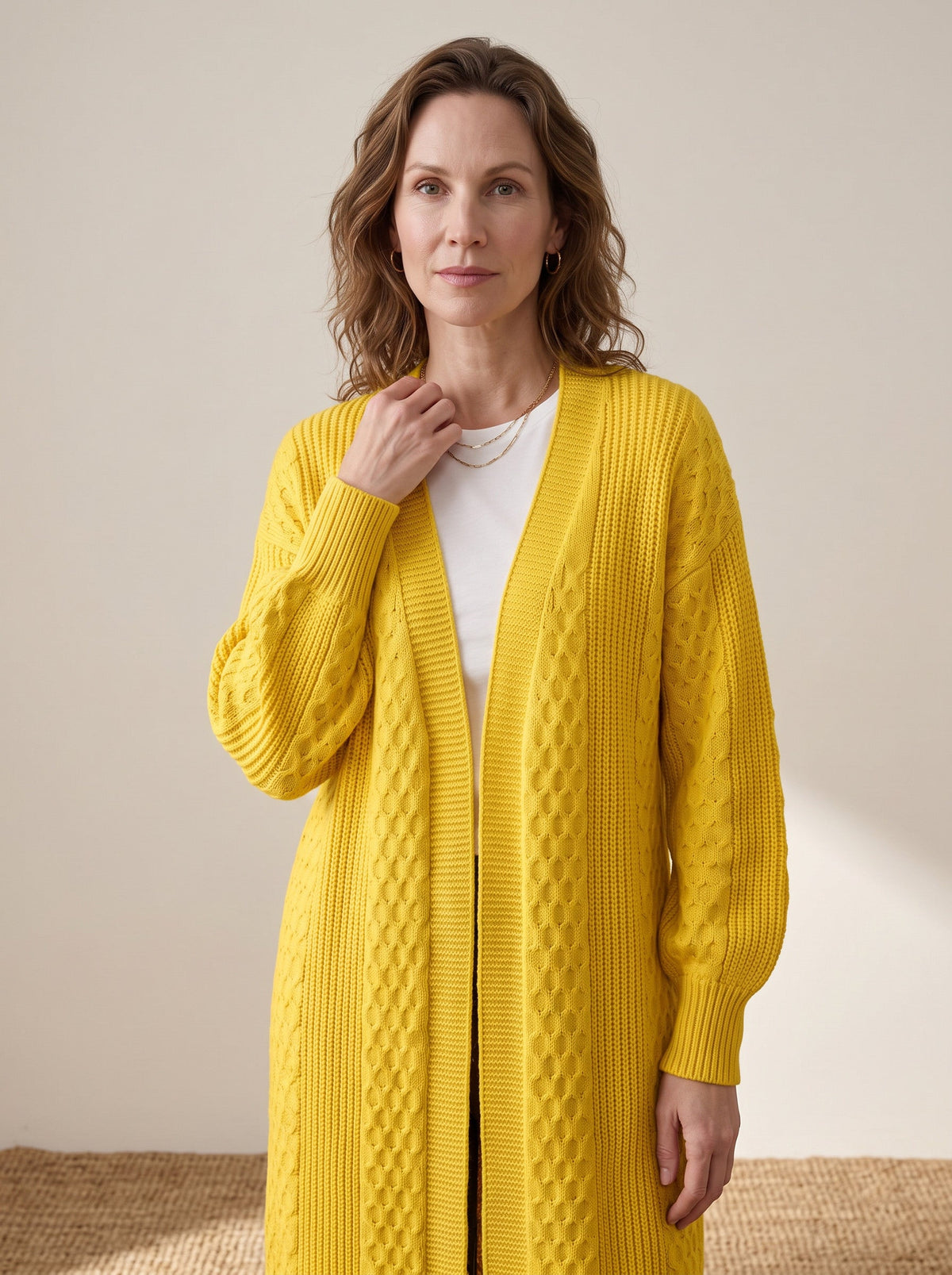 Lantern Sleeve Longline Knit Cardigan