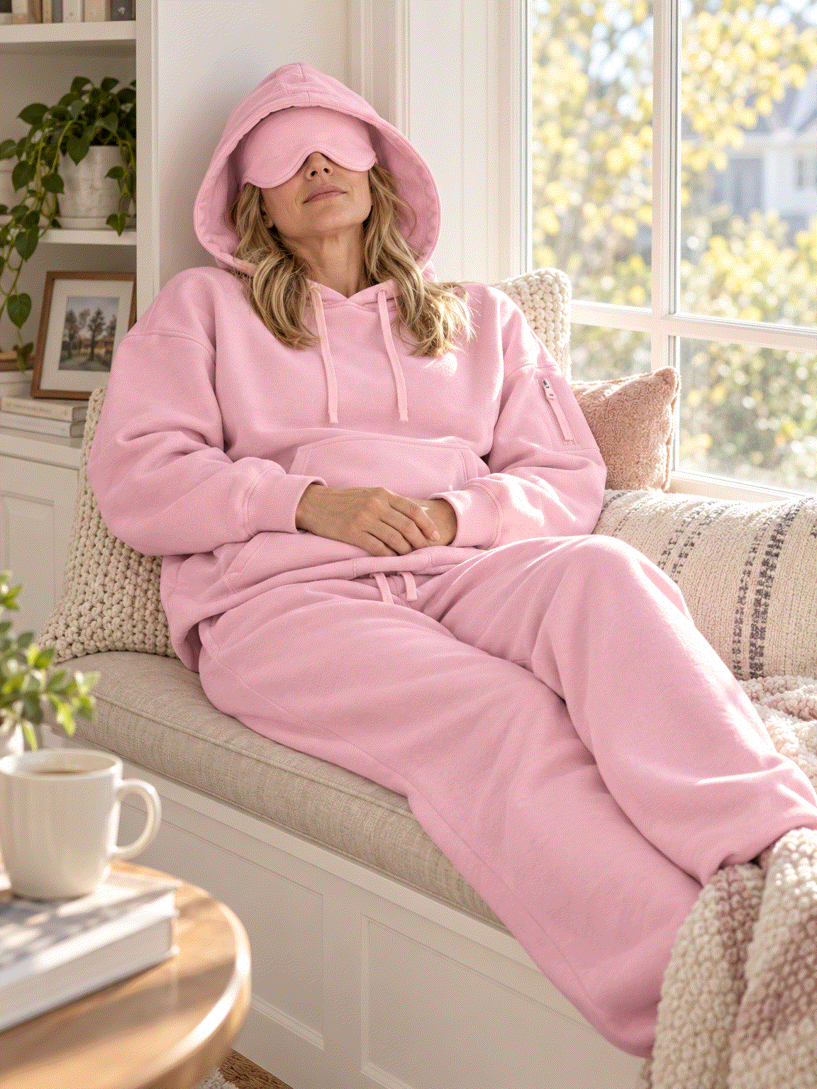 Lounge Travel Hoodie with Built-In Eye Mask