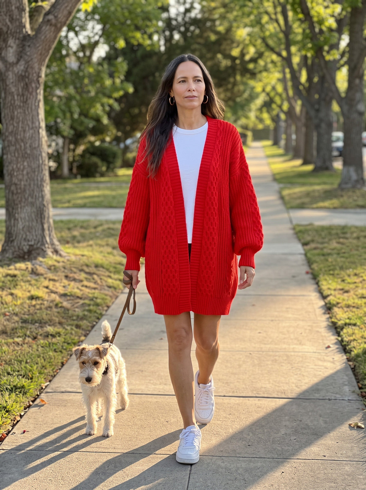 Lantern Sleeve Longline Knit Cardigan